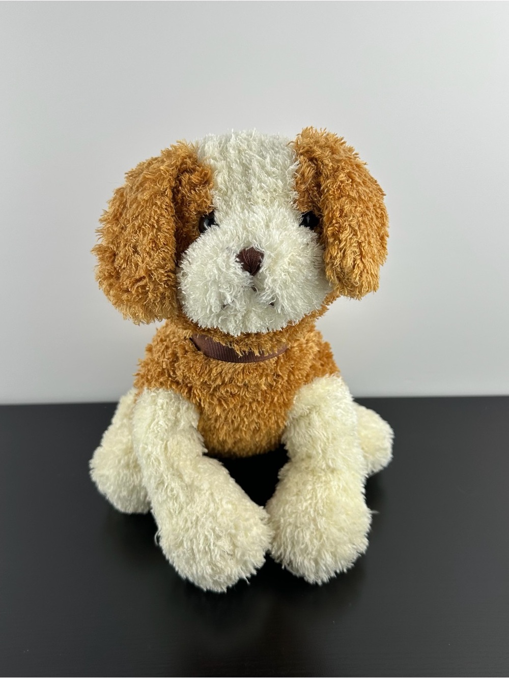 Ganz RARE Tricks Puppy Dog 10” H9830 Brown Collar Tan White Plush Stuffed Animal